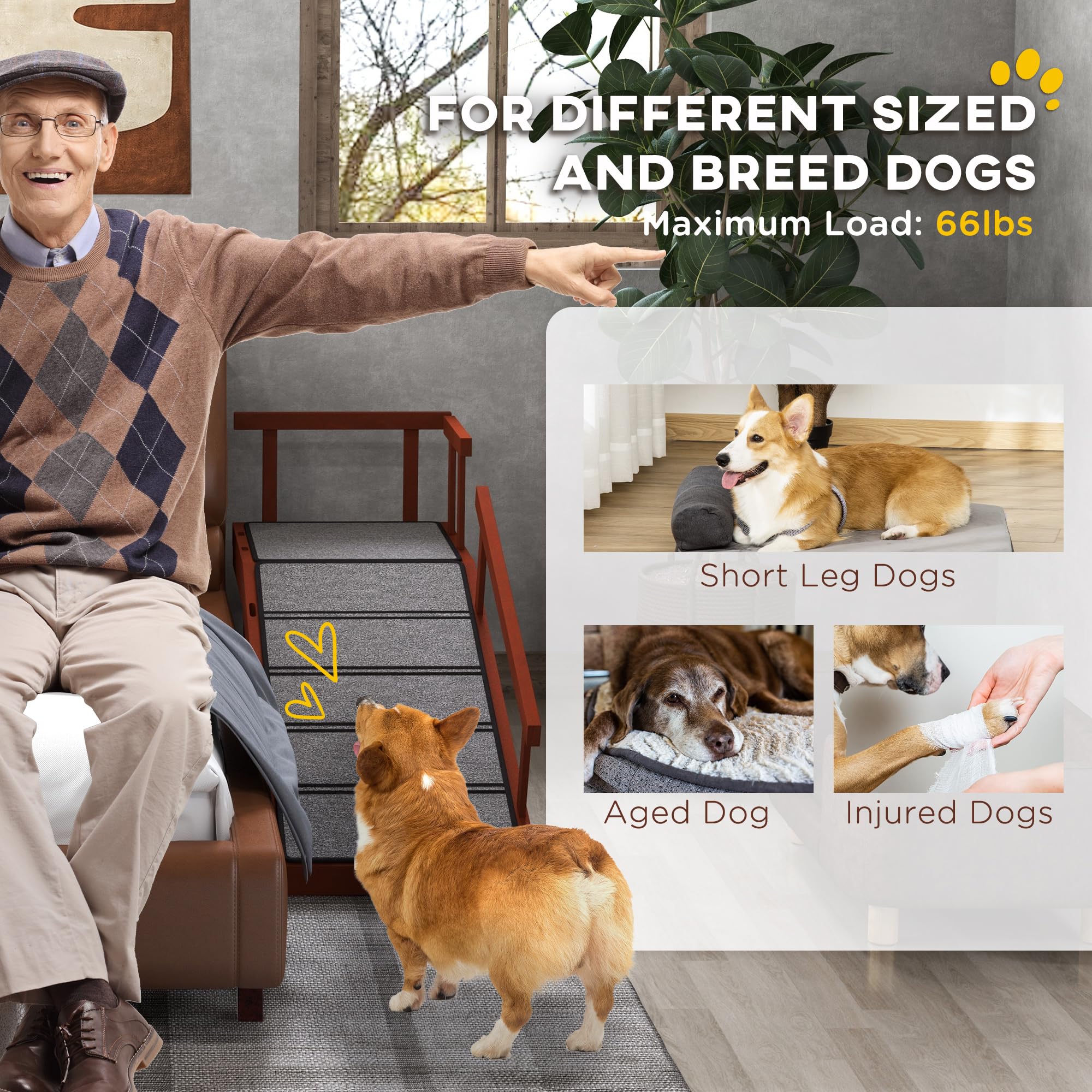 PawHut Adjustable Dog Ramp for Small Medium Large Dogs - 49