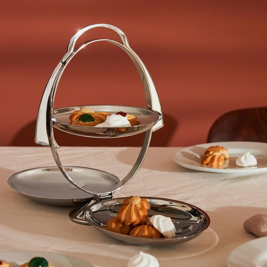 Alessi Anna Gong Folding Cake Stand - Elegant Collapsible Dessert Display for Parties, Tea Time & Home Decor