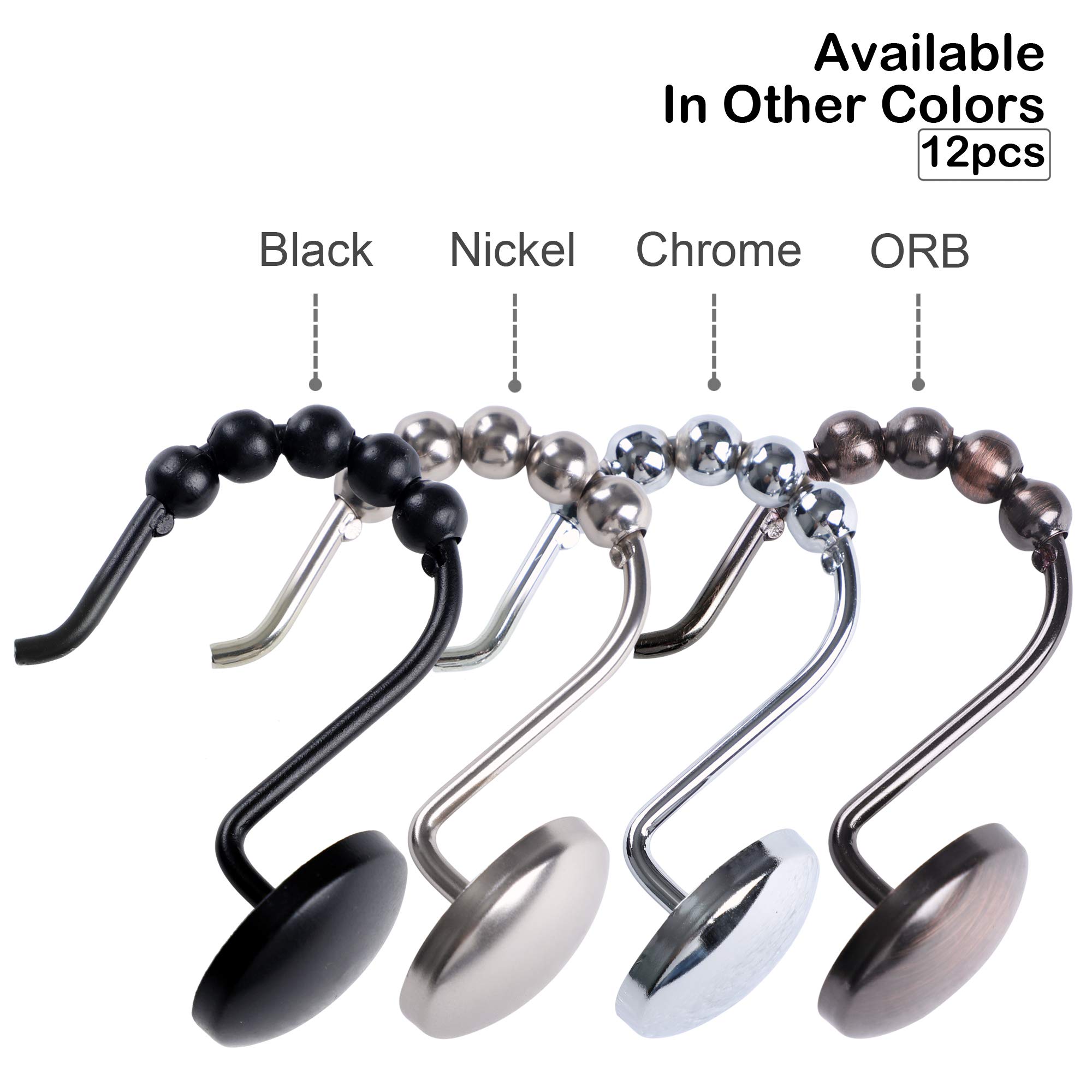 Utopia Alley Shower Hooks - 12 Pack Rust-Resistant Roller Shower Curtain Rings for Bathroom - Oil Rubbed Bronze Hooks for Shower Curtain & Liner - Perfect for Home, Hotel & Spa Bathroom Decor