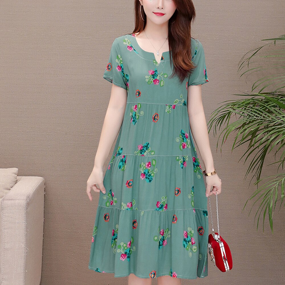 Women's Slim Fit Loose V-Neck Casual Dress - Flowy Summer Dress for Beach, Party & Everyday Wear