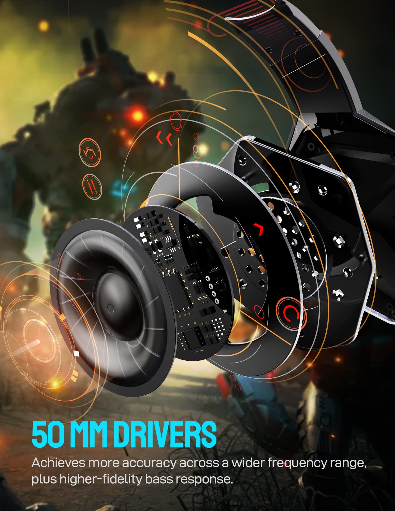 Premium Gaming Headset with Noise Cancelling Mic - Wired Over-Ear Headphones for PC, PS4, PS5, Xbox One & Nintendo Switch - Stereo Bass Surround Sound, LED Lights & Memory Foam Earmuffs - Perfect for Esports, Streaming & Late-Night Gaming Sessions