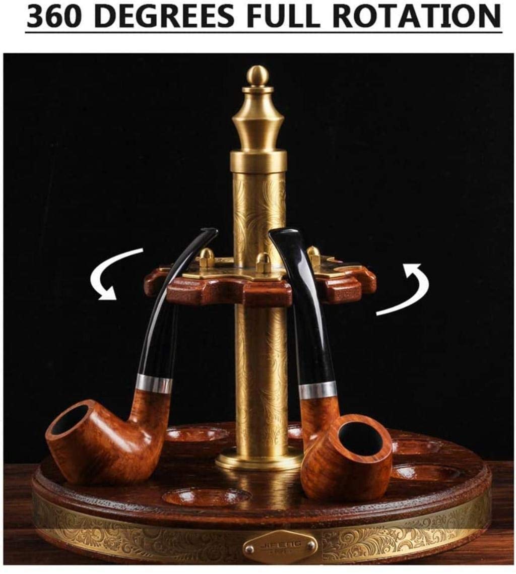 360° Rotating Cigar Box Humidor & Tobacco Pipe Stand - Premium Wooden Display Holder for Cigars, Pipes & Smoking Accessories | Perfect for Home Bars, Man Caves & Tobacco Shops
