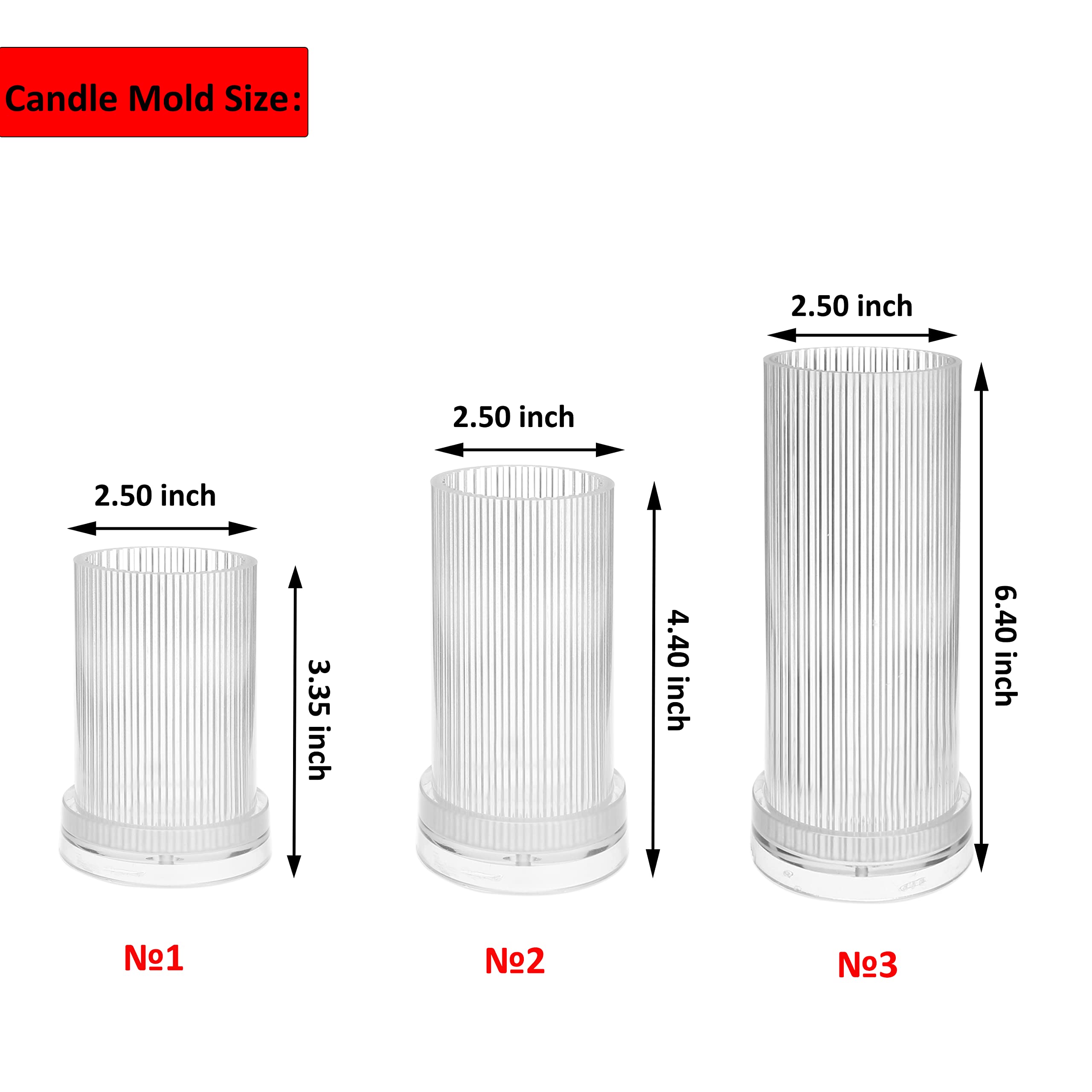 3PCS Stripe Pillar Candle Molds Set for DIY Candle Making - Includes 60ft Wick, 50 Wick Stickers, 3 Wick Holders & Iron Wire - Perfect for Home Decor, Wedding Centerpieces & Holiday Crafts