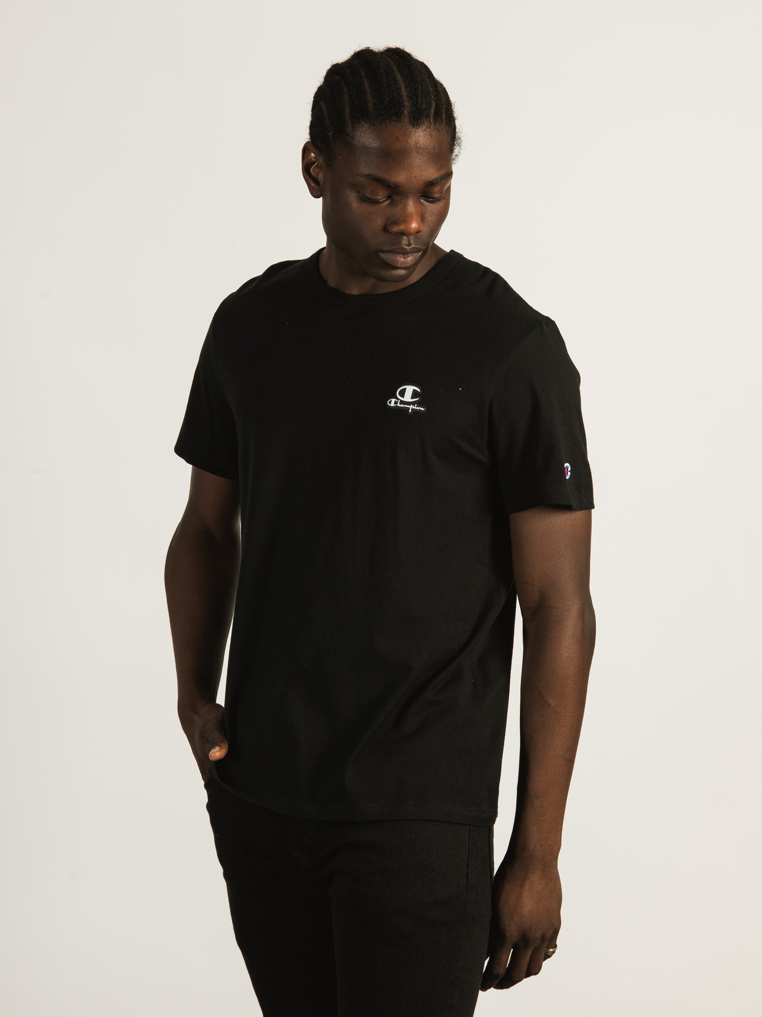Champion Classic Short Sleeve T-Shirt with Left Chest Logo - Comfortable Cotton Tee for Casual Wear, Gym & Everyday Outfits