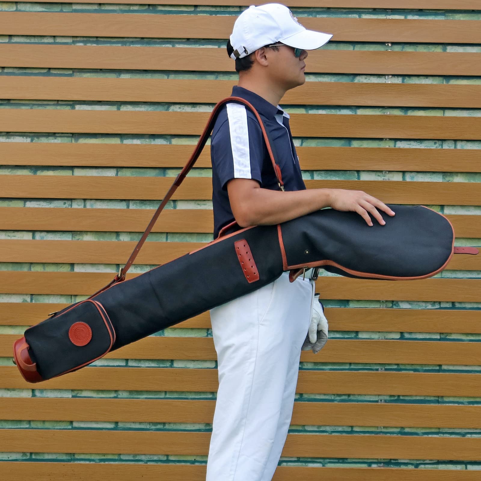 Vintage Golf Club Carry Bag - Durable Canvas & Leather Travel Case for Golf Clubs - Perfect for Golf Trips, Tournaments & Practice Sessions