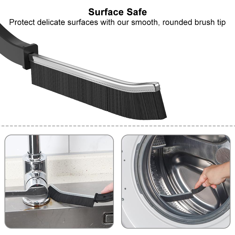 Hard Bristle Crevice Cleaning Brush Set - 3 Pack for Kitchen, Bathroom, Toilet, Bathtub, Sink & Window | Heavy Duty Gap & Grout Brush for Deep Cleaning | Ideal for Household, Tile & Hard-to-Reach Areas
