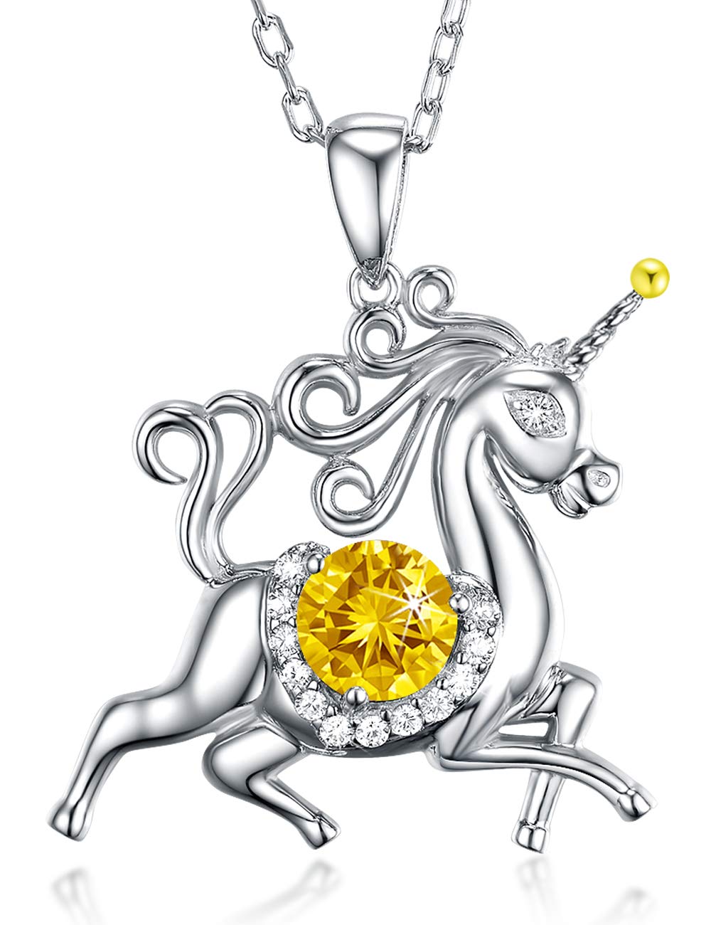Dorella 925 Sterling Silver Animal Pendant Necklace with November & December Birthstones - Blue Topaz & Citrine Jewelry Gift for Women | Christmas, Birthday, Anniversary Present for Her | Perfect for Holiday Gifting & Special Occasions