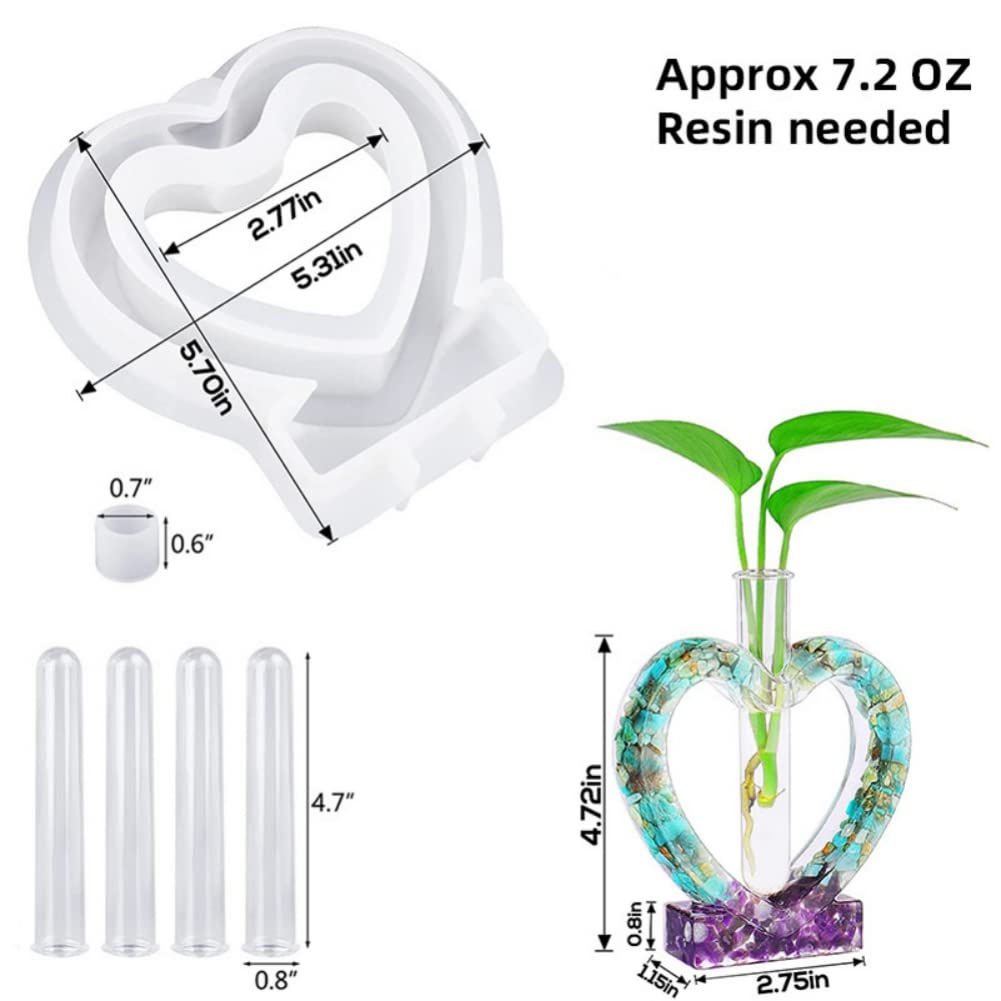 Epoxy Resin Vase Mold with 4 Test Tubes - Silicone Casting Mold for Propagation Station, Hydroponic Planter, Flower Holder - Perfect for Home, Office, and Desktop Decoration - DIY Craft & Plant Lover Gift Idea