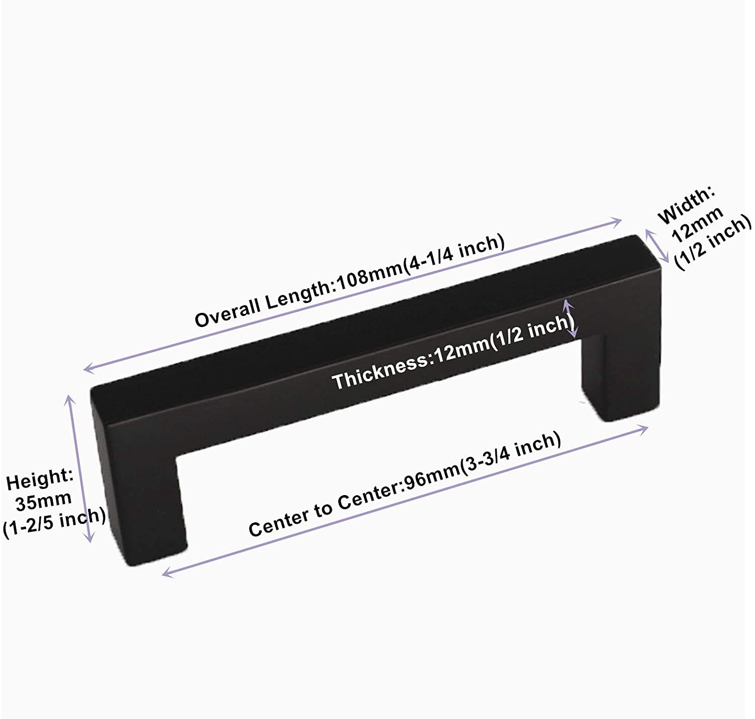 50 Pack 96mm Modern Black Square Cabinet Handles - HDJ12BK Kitchen Drawer Pulls for Cupboard Doors & Dresser Drawers | Durable Hardware for Home Renovation & Furniture Upgrade