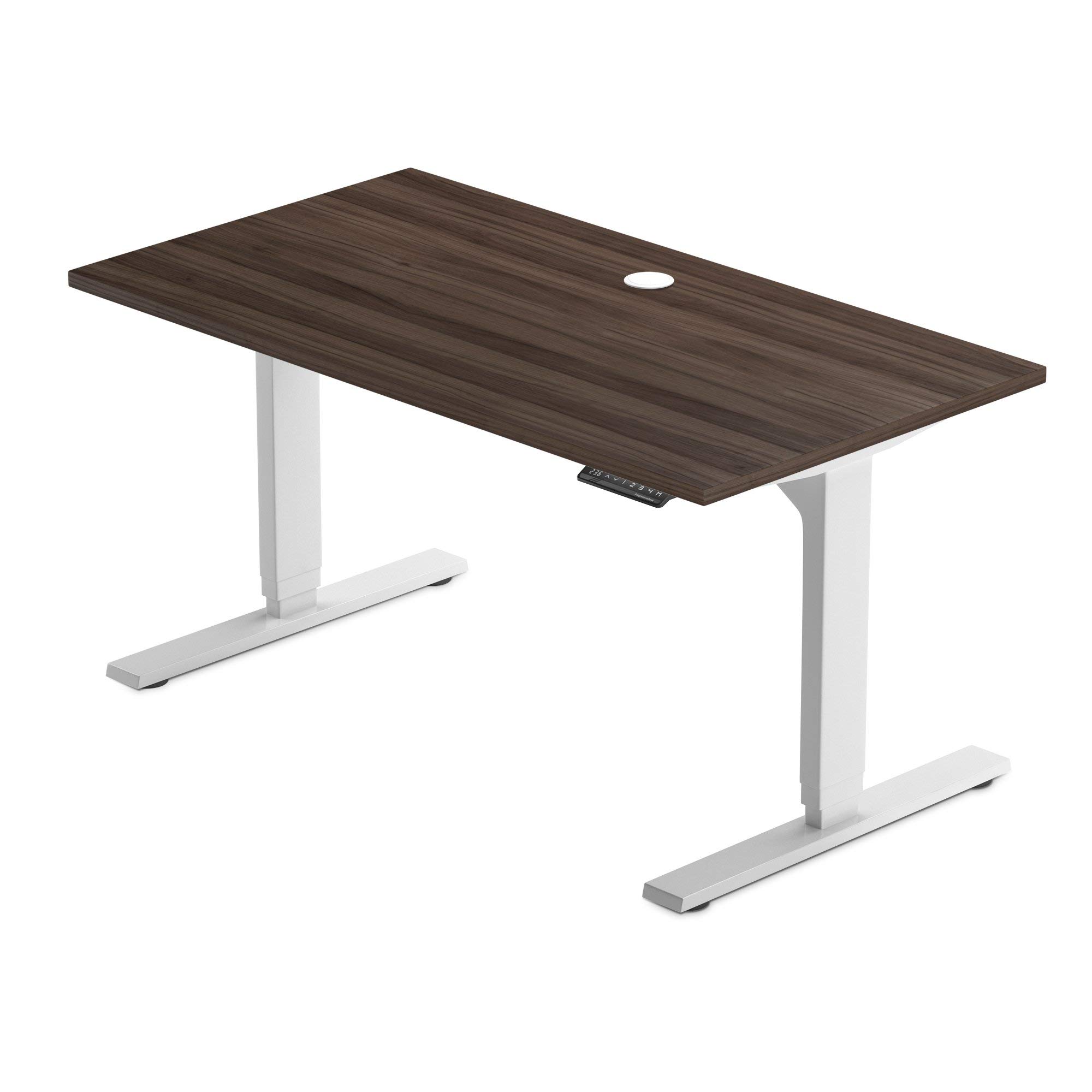 Progressive Automations Dual Motor Electric Standing Desk - Adjustable Height 48x30 Inches, Dark Walnut Top with White Frame for Home Office & Workspace | Ergonomic Sit Stand Desk for Productivity & Comfort