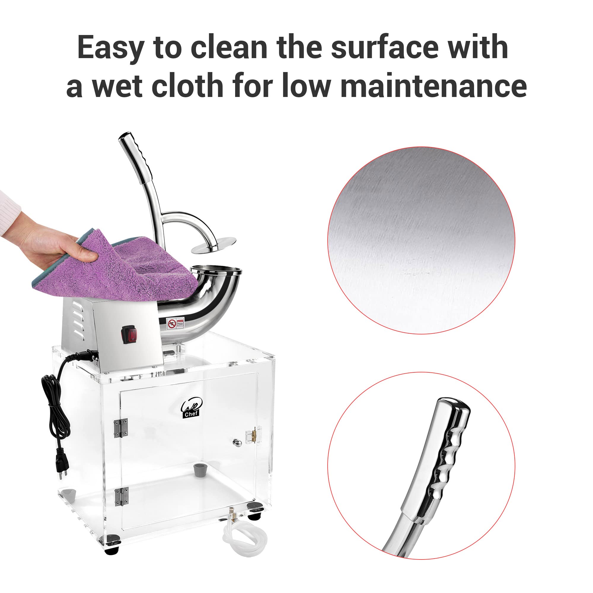 Yescom 250W Electric Snow Cone Machine - Stainless Steel Ice Shaver & Crusher with Dual Blades - Makes 440lbs/hr for Home & Commercial Use - Perfect for Parties, Events, and Summer Treats