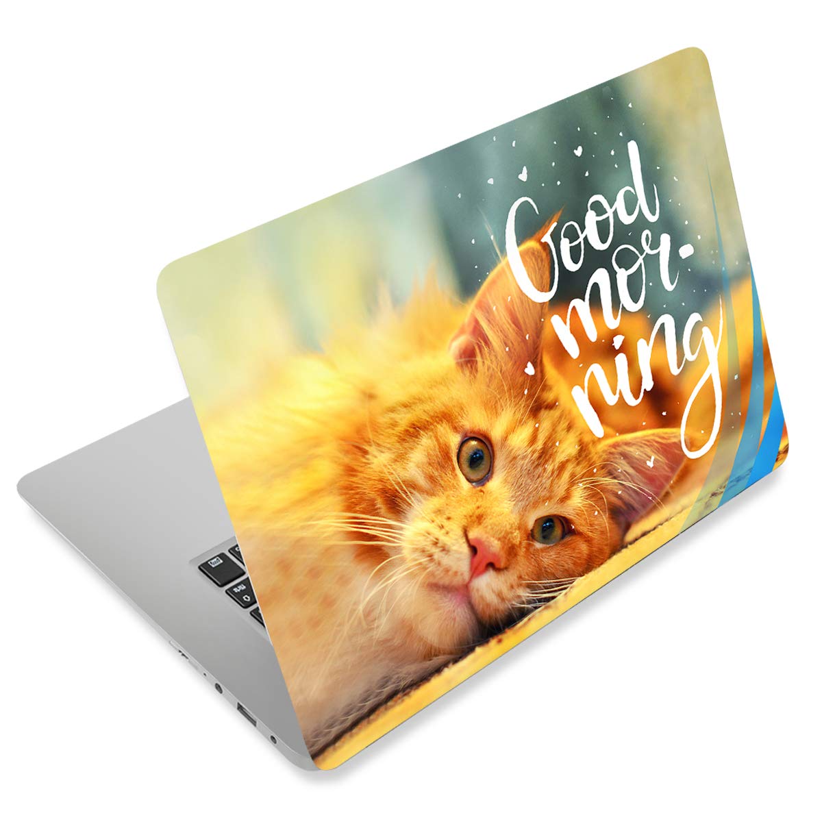 Cute Cat Laptop Stickers Decal - 12 13 14 15 15.6 Inch Reusable Laptop Skin Protector Cover for HP, Dell, Apple, Acer, Lenovo, Samsung, Toshiba, Asus Notebooks - Perfect for School, Work & Personalizing Your Device