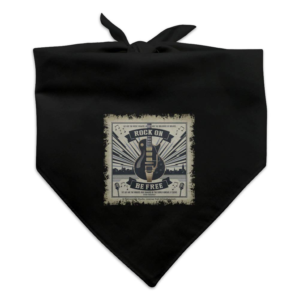 Rock On Be Free Guitar Bandana for Dogs - Stylish Pet Bandana with Music Theme - Perfect for Concerts, Parties & Outdoor Adventures