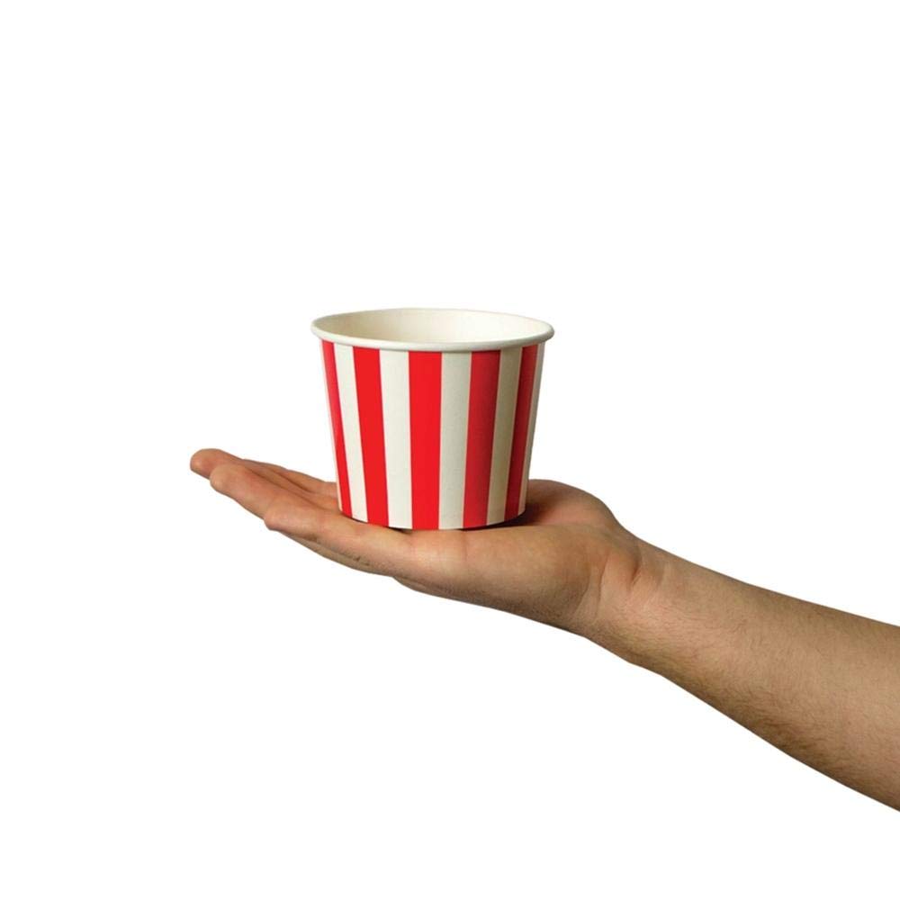 UNIQ 1000-Count 12 oz Disposable Paper Cups - Red Striped Design | Bulk Pack for Ice Cream, Yogurt, Gelato, Desserts | Hot & Cold Food Safe | Perfect for Parties, Cafes, Catering & Frozen Treat Businesses