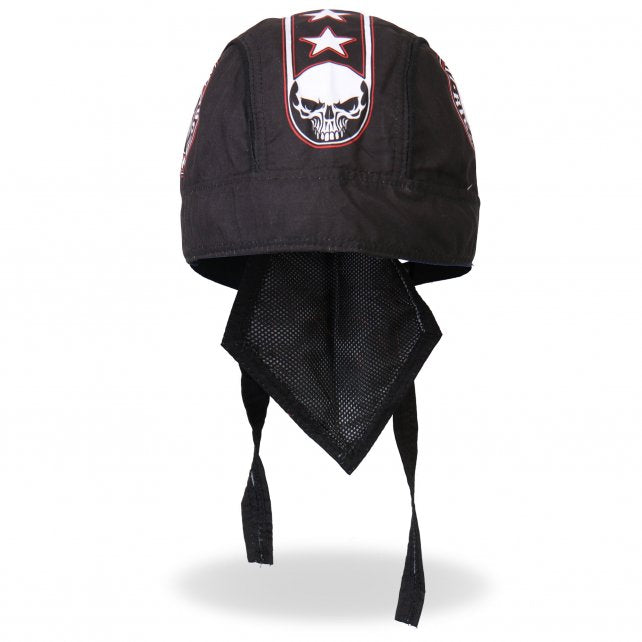 Premium Biker Skull Headwrap - Hot Leathers Stencil Du Rag for Motorcycle Riders - Live Free Style for Cruising & Riding