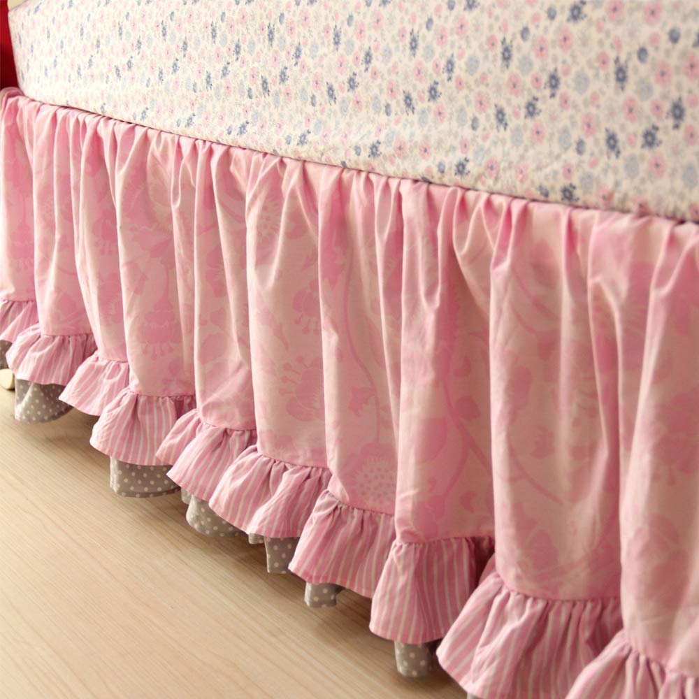 Brandream 5-Piece Pink Butterfly Nursery Bedding Set for Baby Girls - Crib Skirt, Fitted Sheet, Bumper Pads, Window Valance - Soft Cotton Crib Set for Infant & Toddler Bedrooms, Baby Shower Gift
