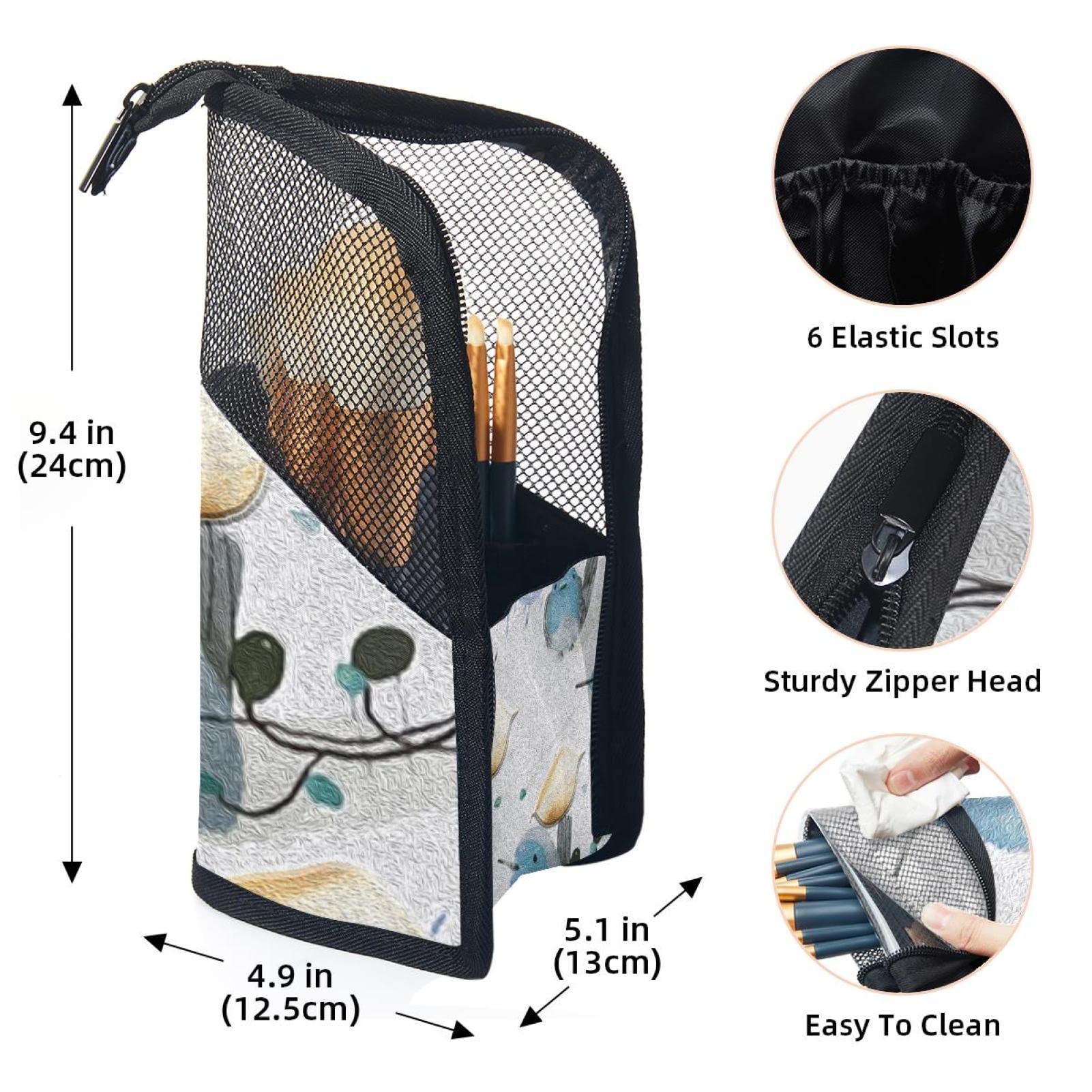 12-Piece Makeup Brush Organizer Bag with Portable Holder Case - Ink Painting Bird Design for Travel & Home Storage | Perfect for Makeup Artists & Beauty Enthusiasts