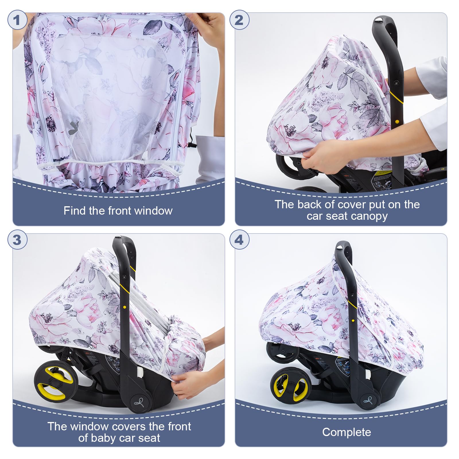 Breathable Baby Car Seat Cover with Mesh Window - Soft Stretch Infant Car Seat Protector for Boys & Girls - Sunshade Canopy for Stroller & Summer Use - Perfect for Outdoor Walks, Travel & Daily Commutes