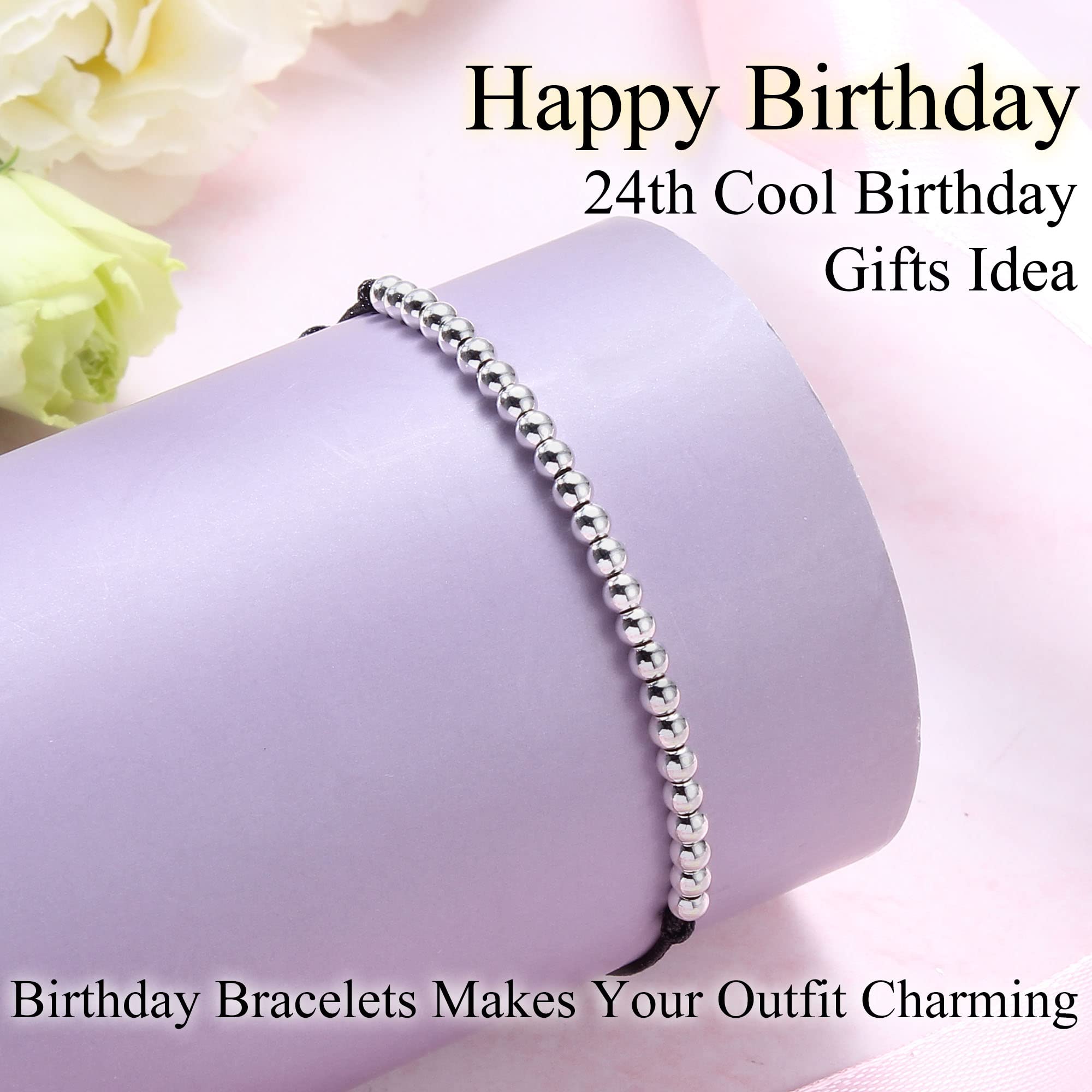 Adjustable Birthday Bracelet for Women & Teen Girls - Silver/Gold/Rose Gold Beaded Jewelry Gift for Daughter, Girlfriend, Wife, Sister & Best Friend - Perfect for Birthdays, Christmas & Special Occasions - Ideal for Everyday Wear, Parties & Gifting