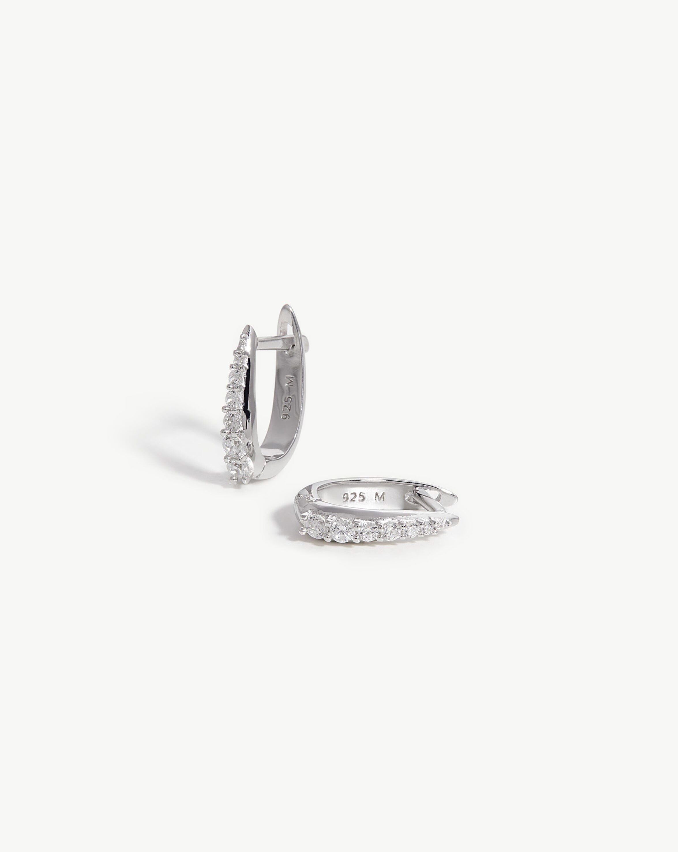 Sterling Silver Claw Huggie Earrings with Pavé Crystals - Elegant & Dainty Hoops for Everyday Wear, Parties & Special Occasions