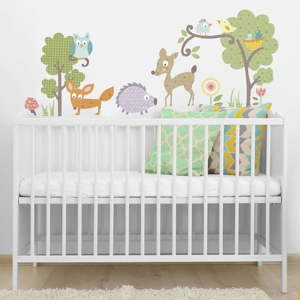 RoomMates RMK1398SCS Woodland Animals Peel and Stick Wall Decals - Black - Easy Removable Wall Stickers for Kids Bedroom, Nursery, Playroom Decor