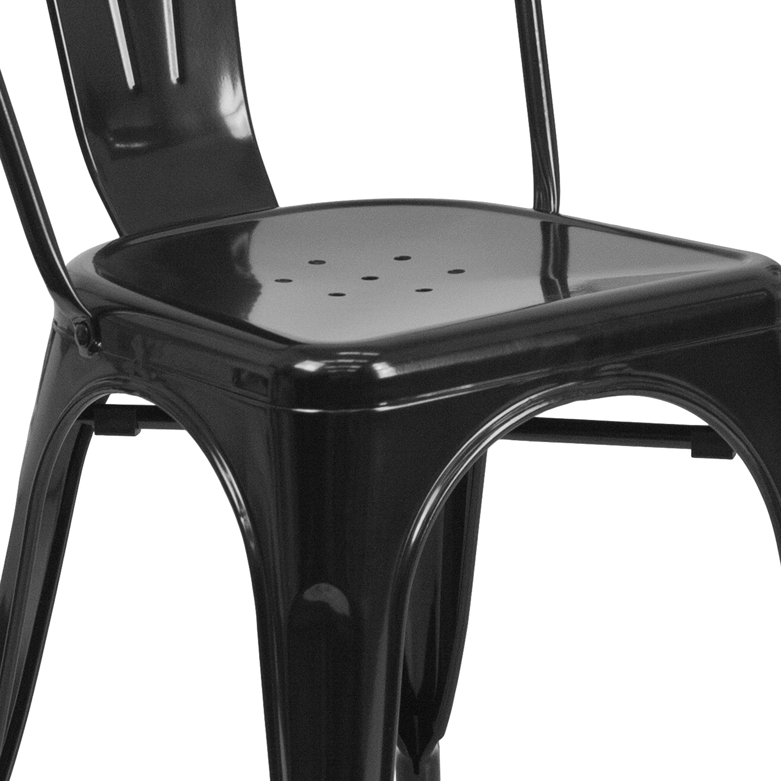 4 Pack Black Metal Stackable Chairs for Indoor & Outdoor Use - Heavy Duty Bistro & Restaurant Chairs for Dining, Patio, Cafe, and Commercial Spaces
