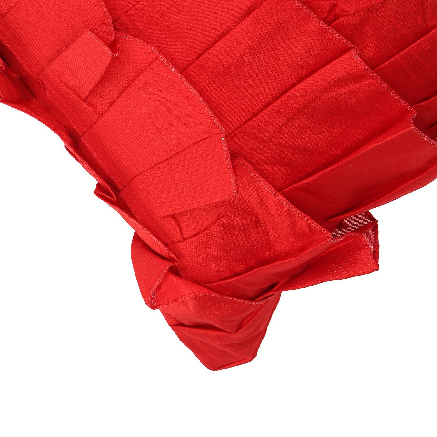 Elegant White Petals Set of 2 Red Accent Pillow Covers with Ruffles & Frills - 18x18 Inch Decorative Throw Pillow Covers for Sofa, Bed & Living Room Decor