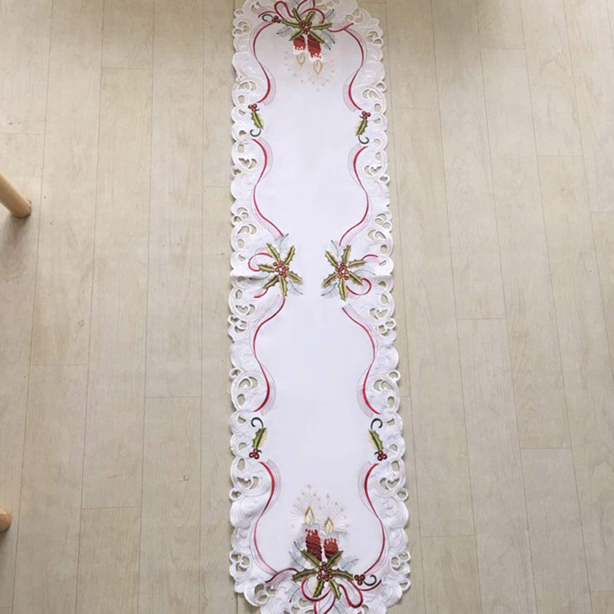 DOITOOL Floral Table Runner for Dining Room - Decorative Holiday Table Runner for Christmas, New Year, Xmas - Perfect for Festive Dinner Parties & Seasonal Home Decor