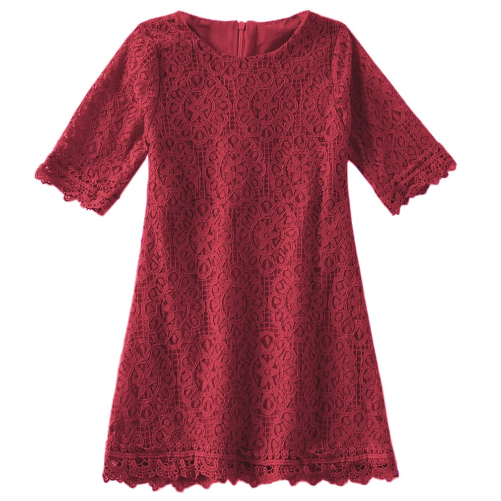 Niyage Girls Lace Toddler Dress - Elegant Floral Half Sleeve Party Princess Dress for Special Occasions | Perfect for Birthday Parties, Weddings & Photo Shoots