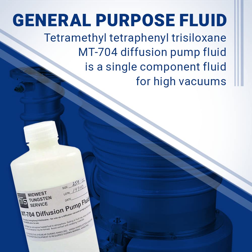 Midwest Tungsten High Vacuum Diffusion Pump Oil - 250cc | Dow Corning Equivalent | Hydrolysis & Oxidation Resistant | Free MSDS (MT-704) | Ideal for Laboratory Vacuum Systems & Industrial Applications