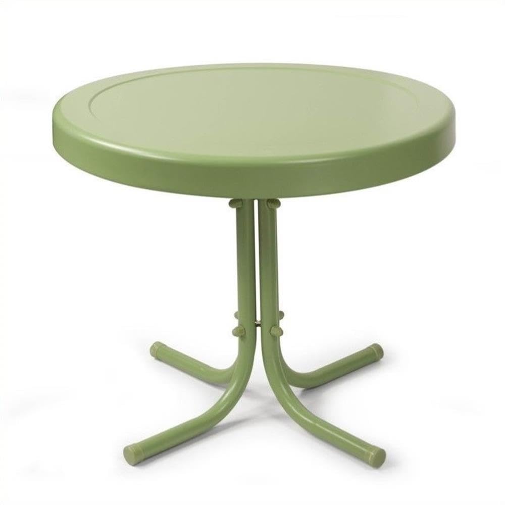 Home Square 2-Piece Metal Patio End Table Set in Oasis Green - Outdoor Side Tables for Pool, Garden & Patio Furniture