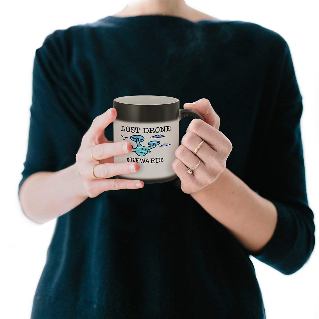 Funny Color Changing Coffee Mug - 11oz Ceramic Magic Cup with Lost Drone Design - Perfect for Office Humor & Coffee Lovers Gifts