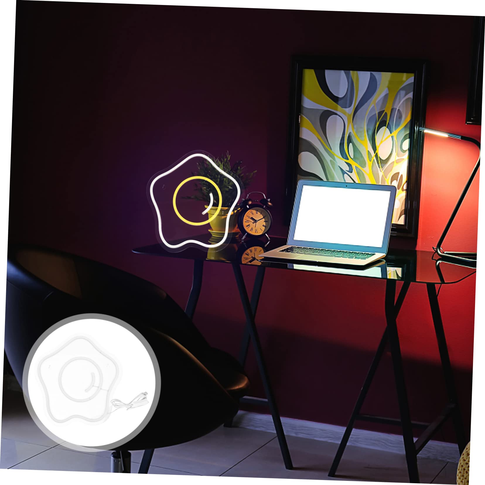 Artibetter LED Neon Sign Lamp - Fried Egg Shape Decorative Night Light for Home, Bedroom, Bar, Cafe - Soft Glow Mood Lighting for Wall Decor & Party Ambiance