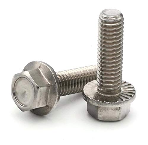 Hex Flange Serrated Cap Bolt Screws 18-8 Stainless Steel - 8-32 x 1/2 Inch - Pack of 1000 - Ideal for Automotive, Machinery & DIY Projects