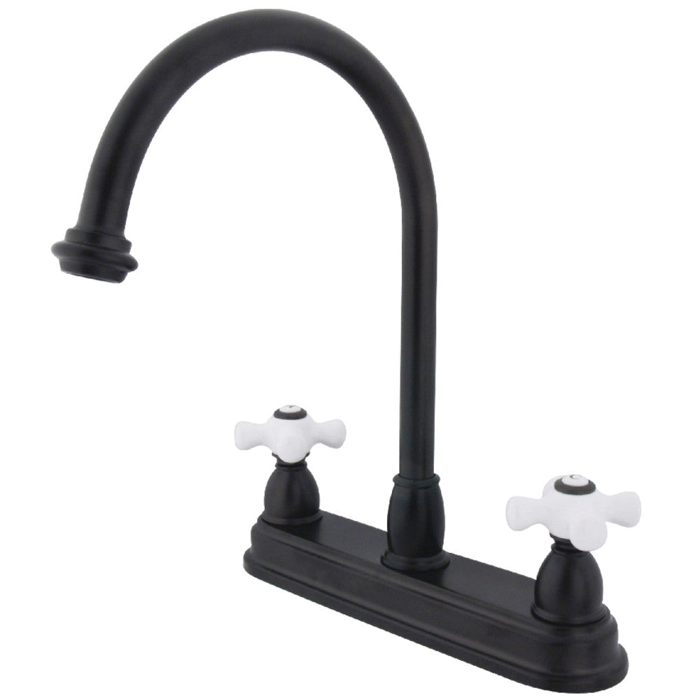 Kingston Brass KB3741PX Restoration Centerset Kitchen Faucet - High Arc Pull-Down Sprayer, Oil-Rubbed Bronze Finish for Modern Farmhouse & Vintage Style Kitchens