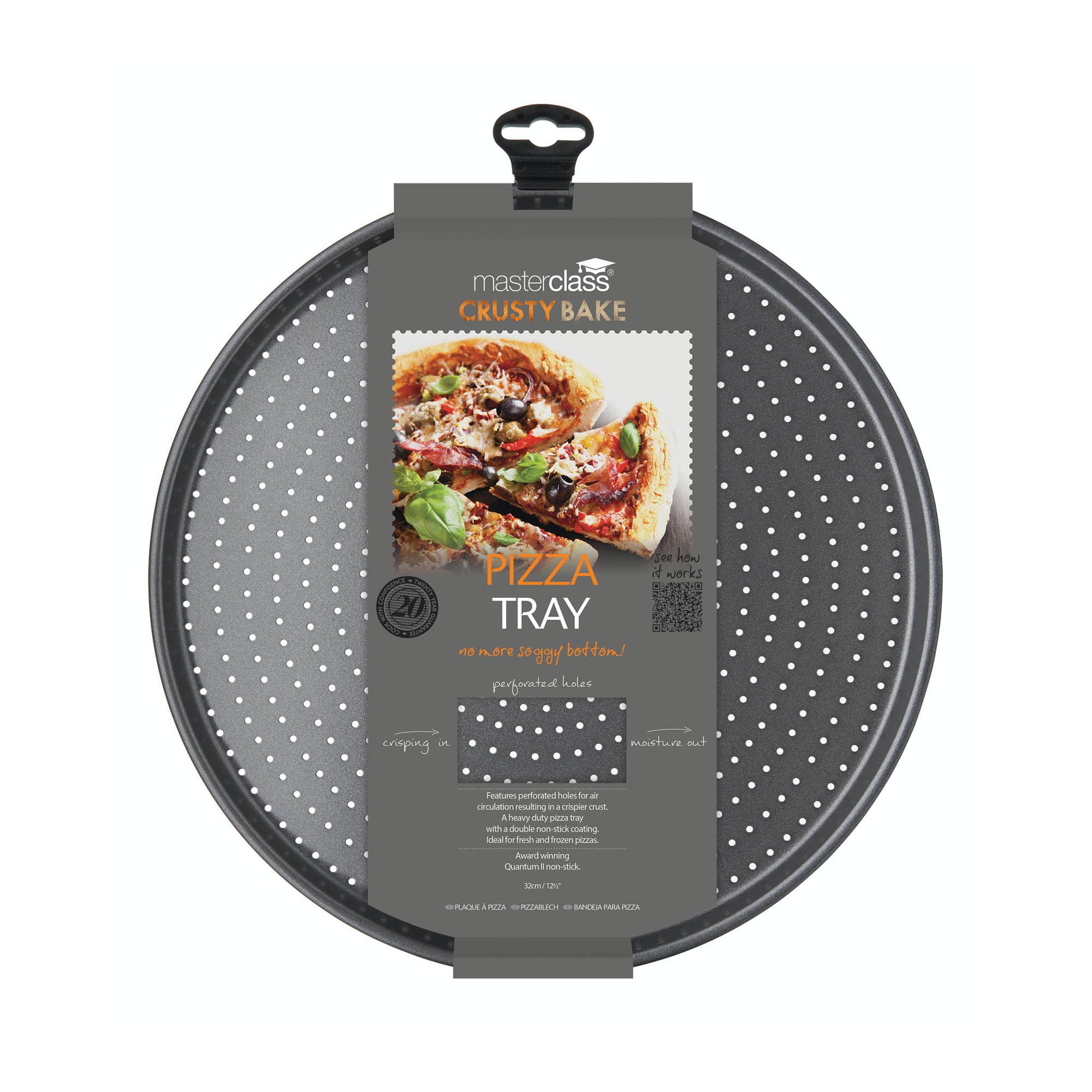MasterClass Non-Stick Pizza Pan - Professional Crusty Bake Pizza Tray for Perfect Homemade Pizza | Ideal for Oven Baking, Restaurant Style Pizza Making & Family Pizza Nights