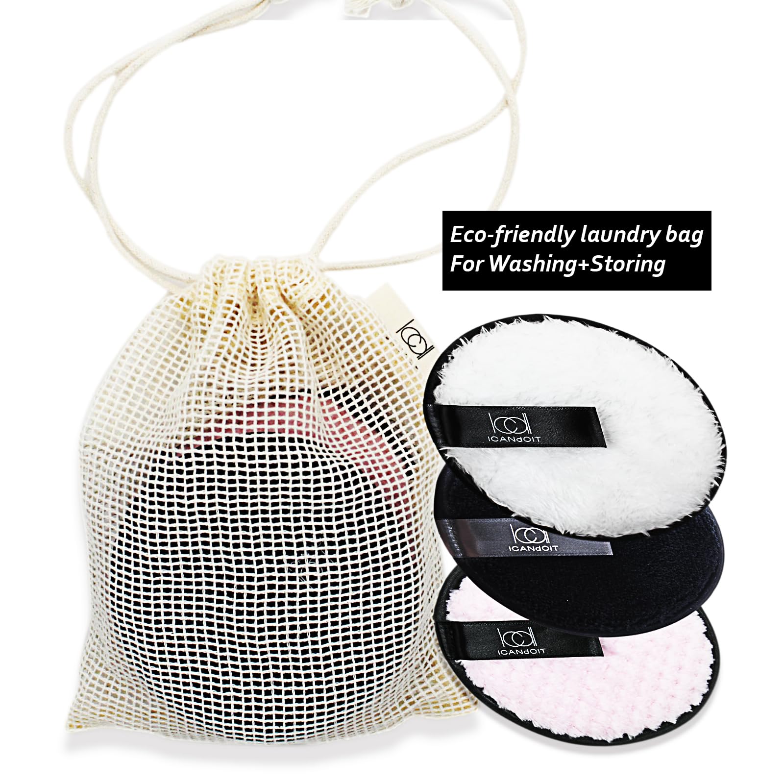 ICANdOIT Extra Large Reusable Makeup Remover Pads - Soft Microfiber Cleansing Cloths for Light & Heavy Makeup, Face Masks, Blush, Eyeshadow, Foundation & Concealer (3 Pack) - Perfect for Travel, Daily Skincare & Eco-Friendly Beauty Routine