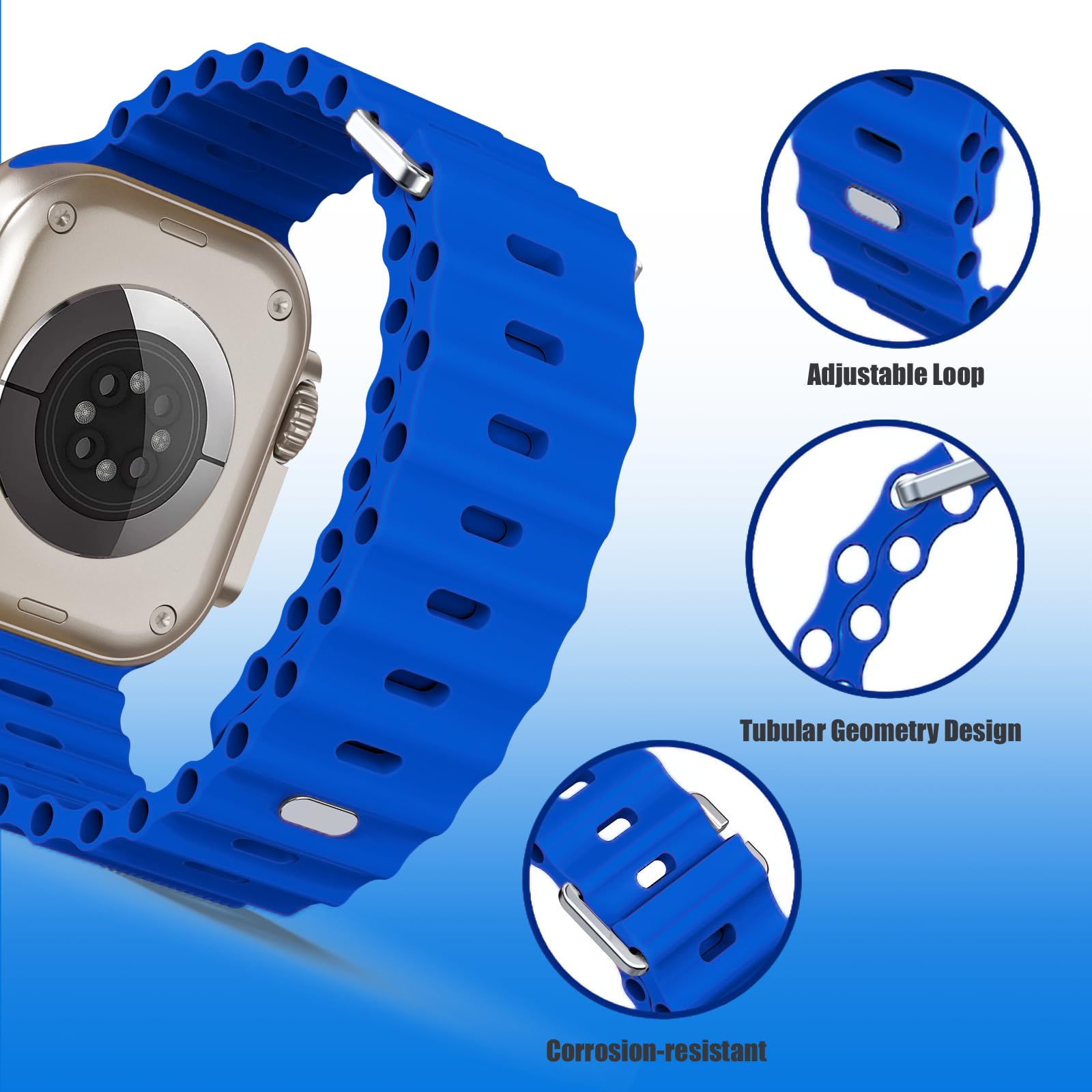 Premium Soft Silicone Sport Band Compatible with Apple Watch Ultra 2/Ultra/SE/Series 9/8/7/6/5/4/3/2/1 (38mm 40mm 41mm 42mm 44mm 45mm 49mm) - Durable Replacement Strap for Women & Men - Perfect for Swimming, Running & Outdoor Activities