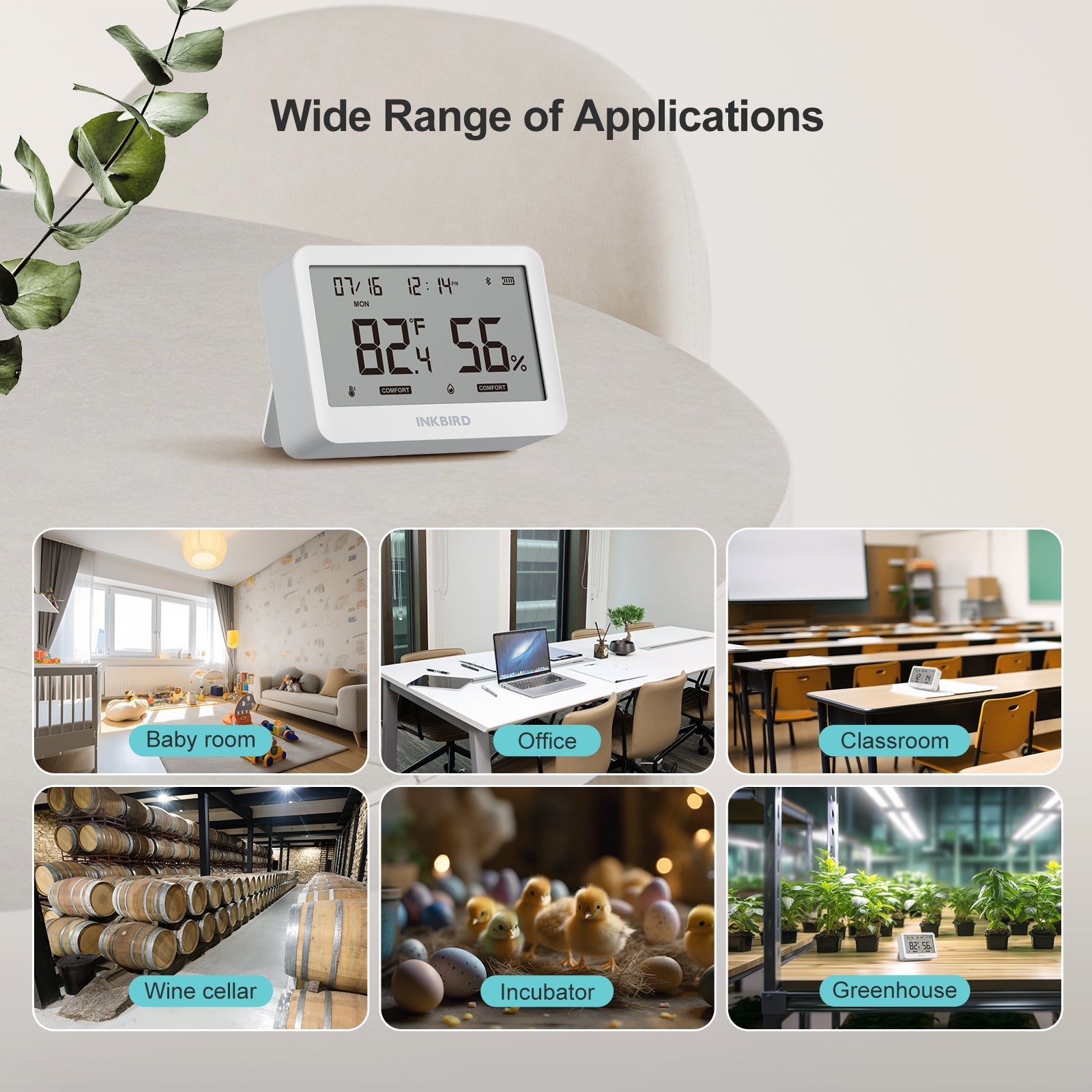 Bluetooth Hygrometer Thermometer ITH 21 B - Wireless Temperature & Humidity Monitor for Home, Greenhouse, Wine Cellar & Baby Room