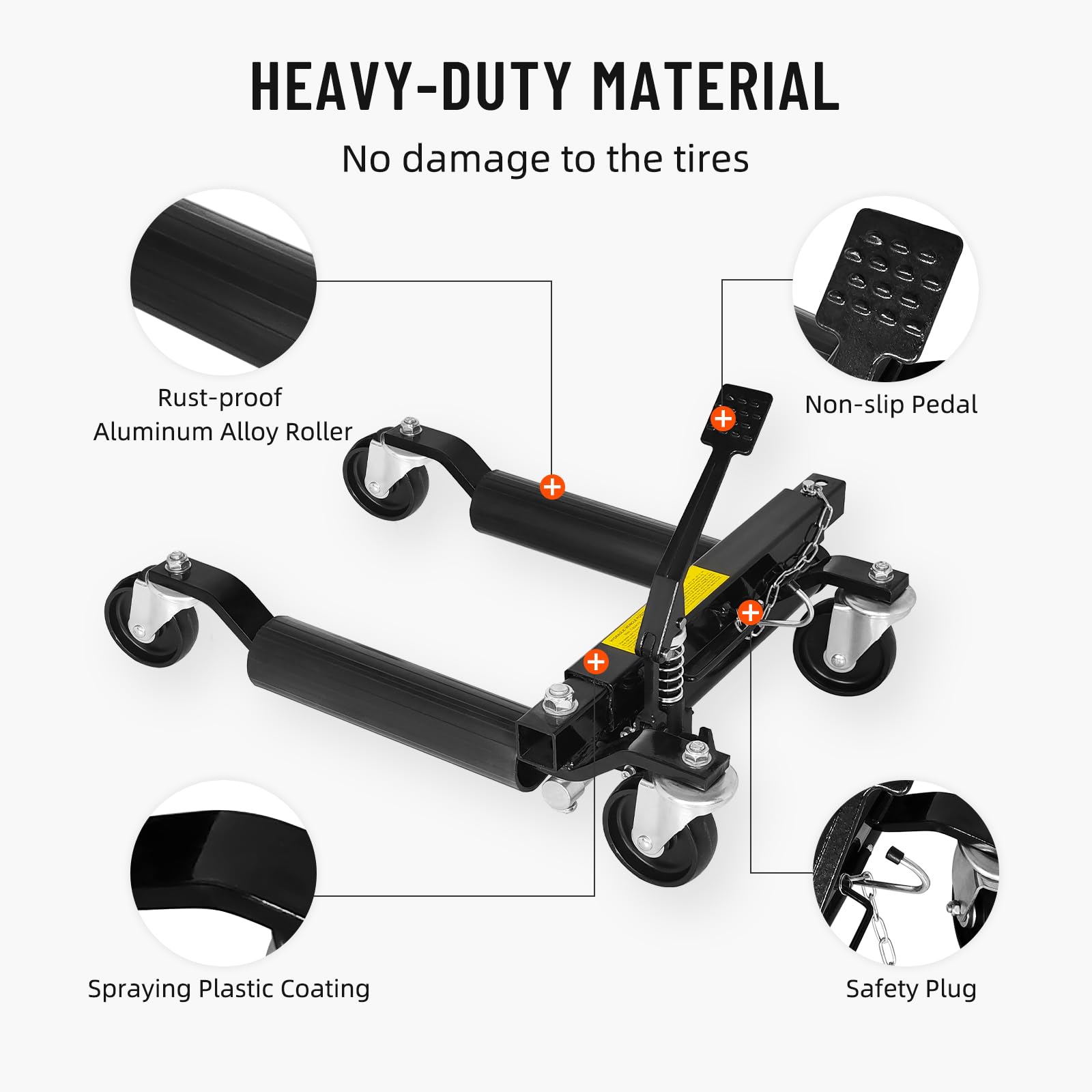 GARVEE 2 Pack Heavy Duty Car Wheel Dolly - 3000 lbs Capacity, Steel Construction with Ratcheting Foot Pedal for Vehicle Positioning - Ideal for Auto Repair, Car, Truck, RV & Trailer Maintenance