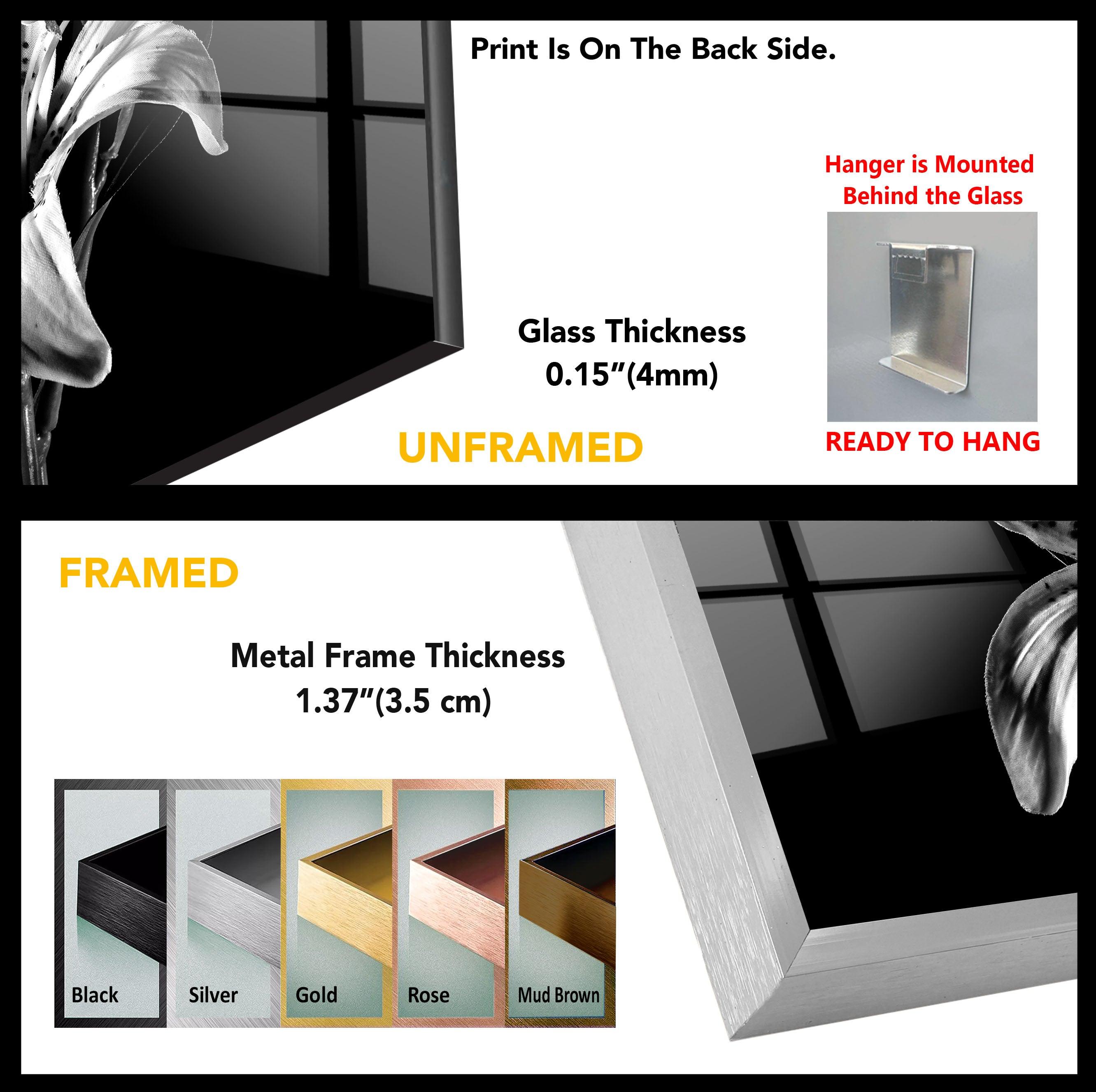 Black X-Ray Lily Flower Glass Wall Art - Elegant Home Decor for Living Room, Bedroom & Office - Perfect Gift for Housewarming, Wedding & Birthday