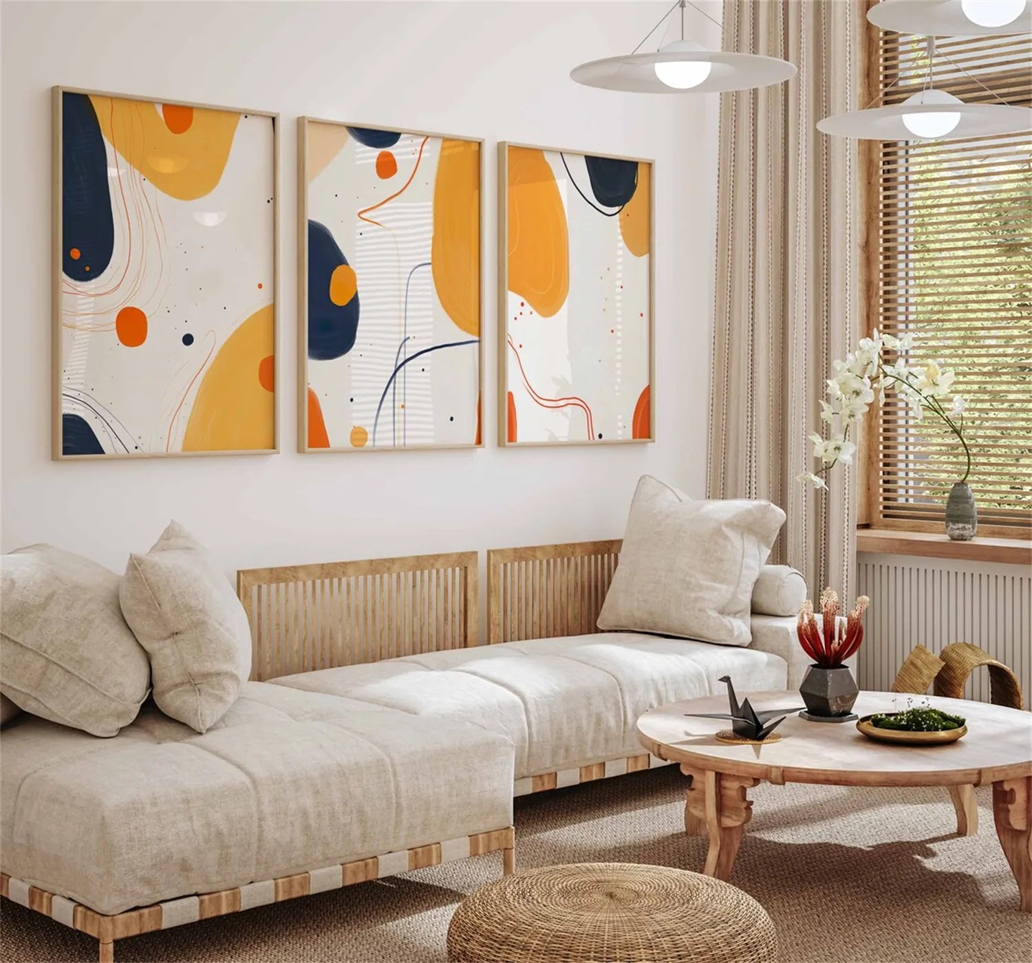 Abstract Tranquility Wall Art Set of 3 - Modern Minimalist Canvas Prints for Living Room, Bedroom & Office Decor - #WS184