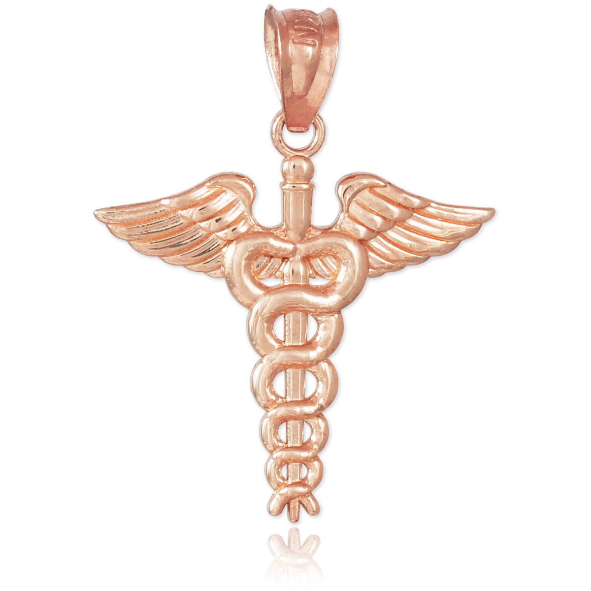 14k Rose Gold Caduceus Charm Pendant Necklace for Medical Professionals - Perfect Gift for Nurses, Doctors & Healthcare Workers | American Heroes Jewelry Collection