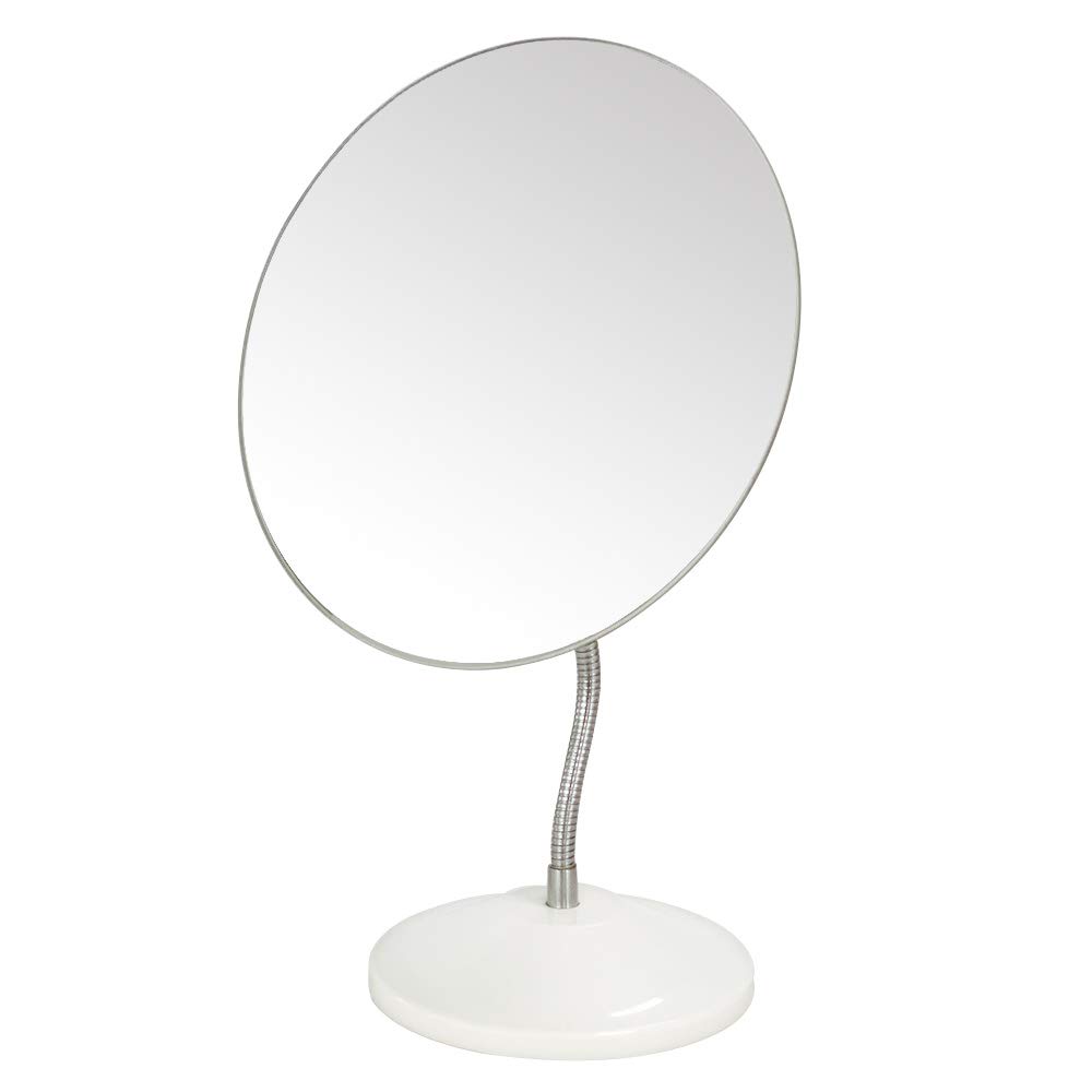 YEAKE Adjustable Flexible Gooseneck Makeup Mirror with Stand - 360° Rotation, Folding Portable Desk Vanity Mirror for Shaving, Cosmetic & Shower Use - Large Round Mirror for Home & Travel