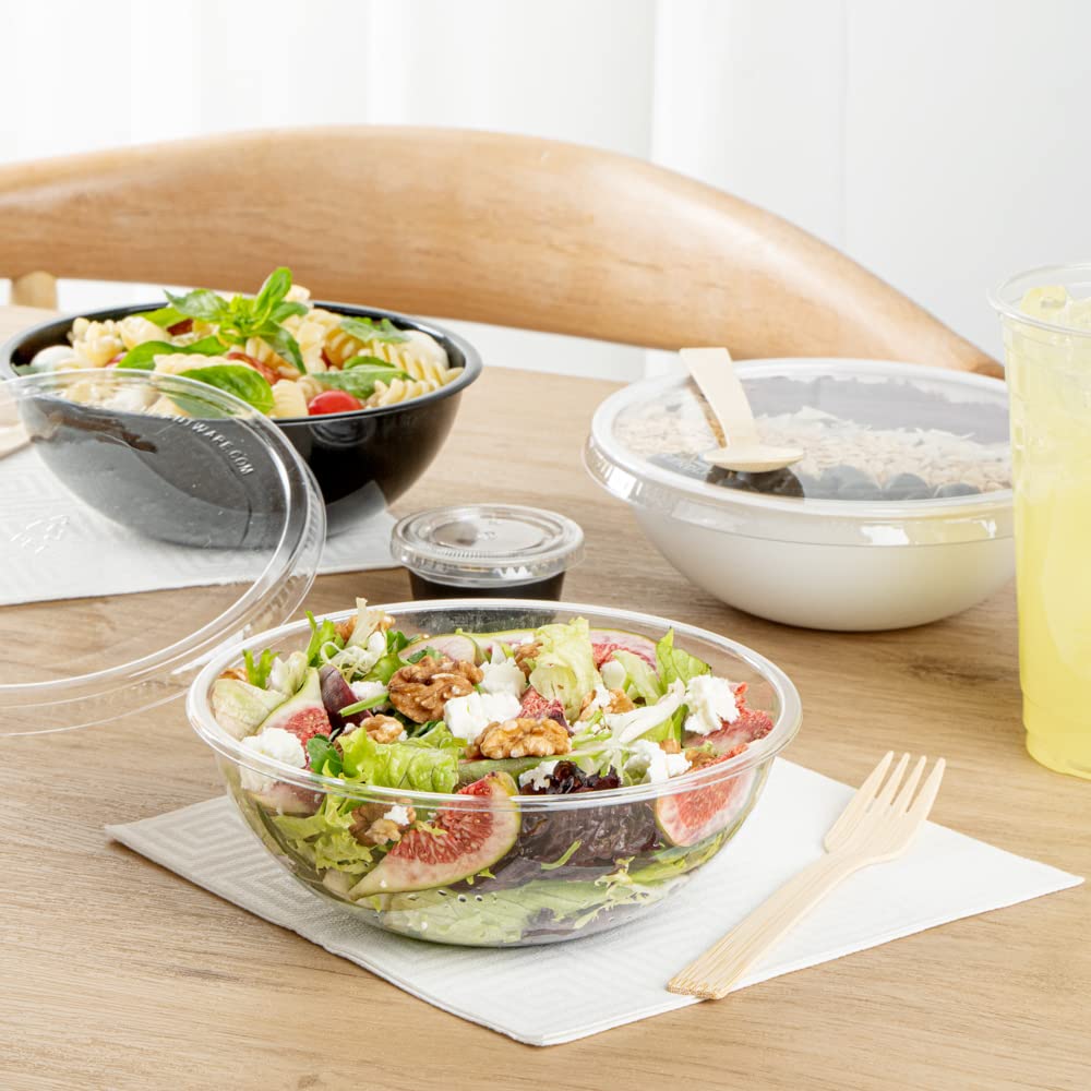 200-Pack 21oz Clear Recyclable Plastic Salad Bowls | Disposable Large To-Go Containers for Pasta, Salads, Soups | Perfect for Restaurants, Catering & Meal Prep (Lids Sold Separately)