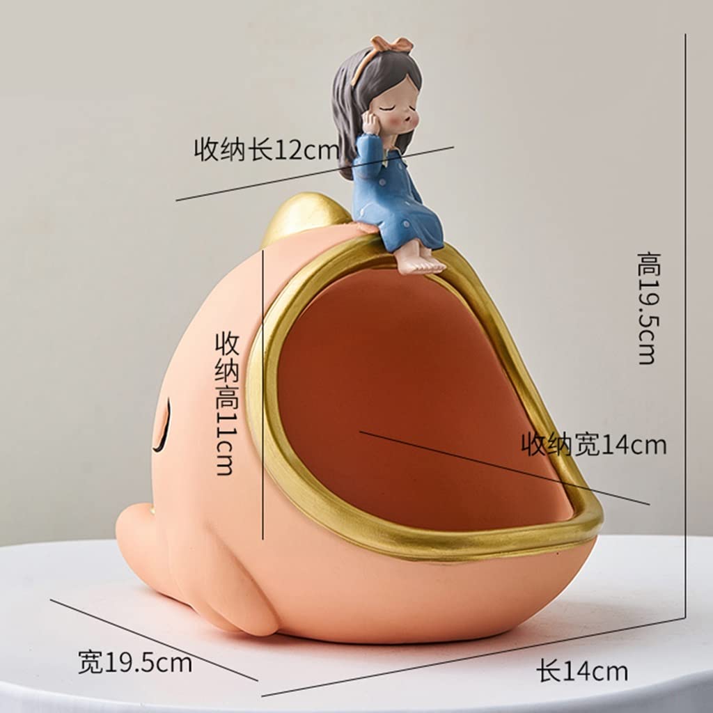Modern Catchall Tray & Key Bowl - Decorative Resin Entryway Organizer with Lovely Girl Figurine for Jewelry, Rings, and Keys Storage | Home Decor Accent for Entry Table, Bedroom Dresser, or Office Desk (Green)