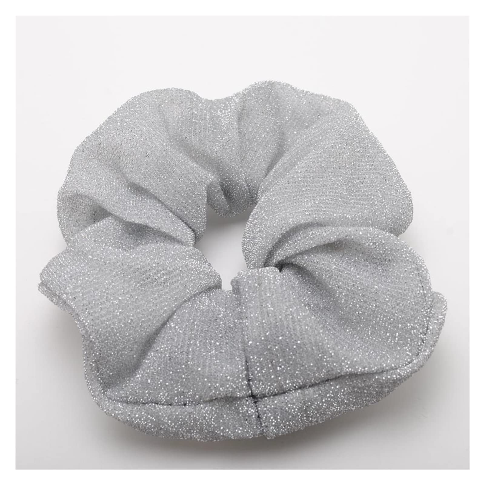 LXRZLS Large Glitter Hair Scrunchies for Women - Silver Elastic Hair Bands, Thick Hair Ties for Ponytails, Buns & Dance - Soft No-Slip Hair Accessories for Everyday, Workouts & Special Occasions
