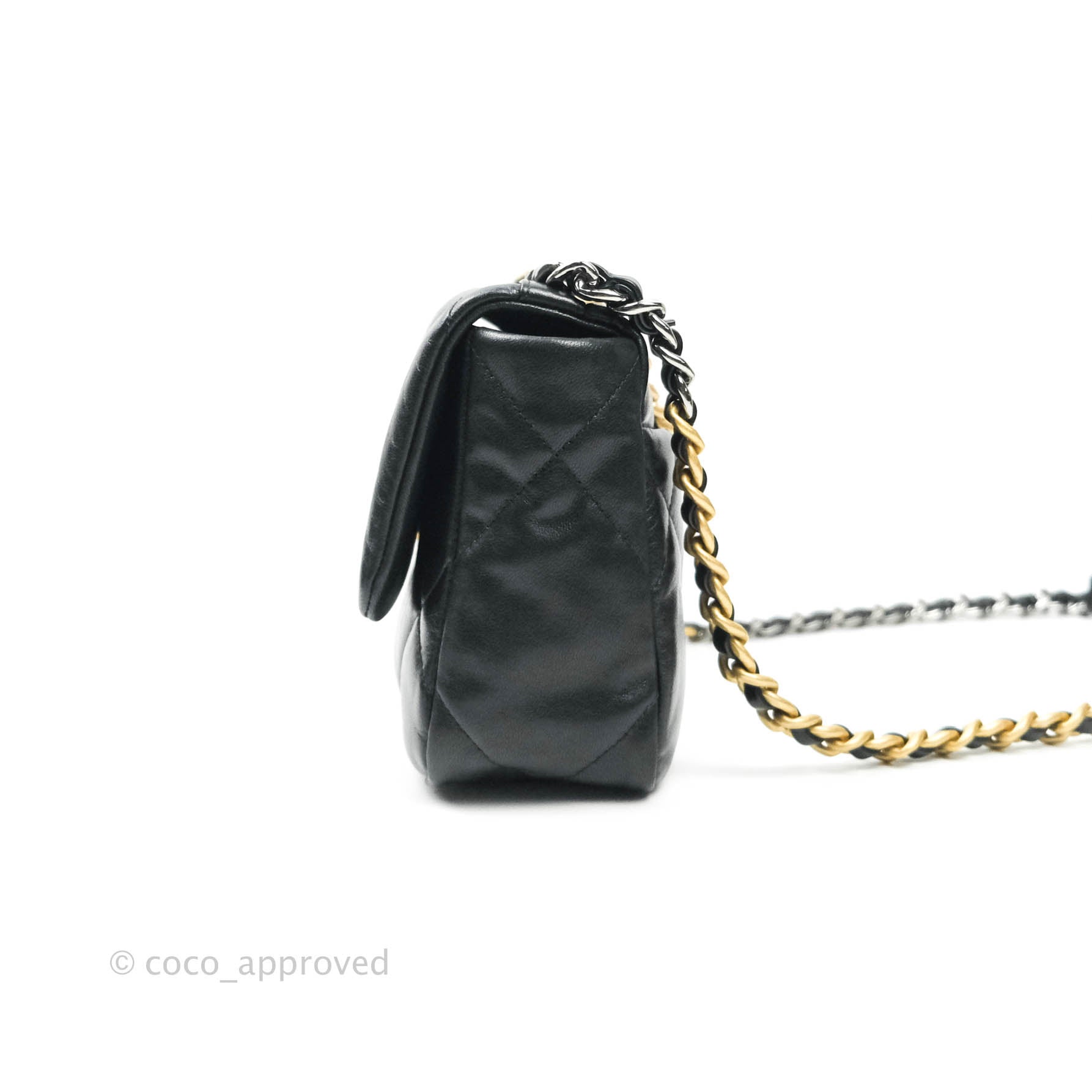 Chanel 19 Small Black Goatskin Mixed Hardware Flap Bag - Luxury Designer Handbag for Women | Perfect for Evening Events, Parties & Special Occasions
