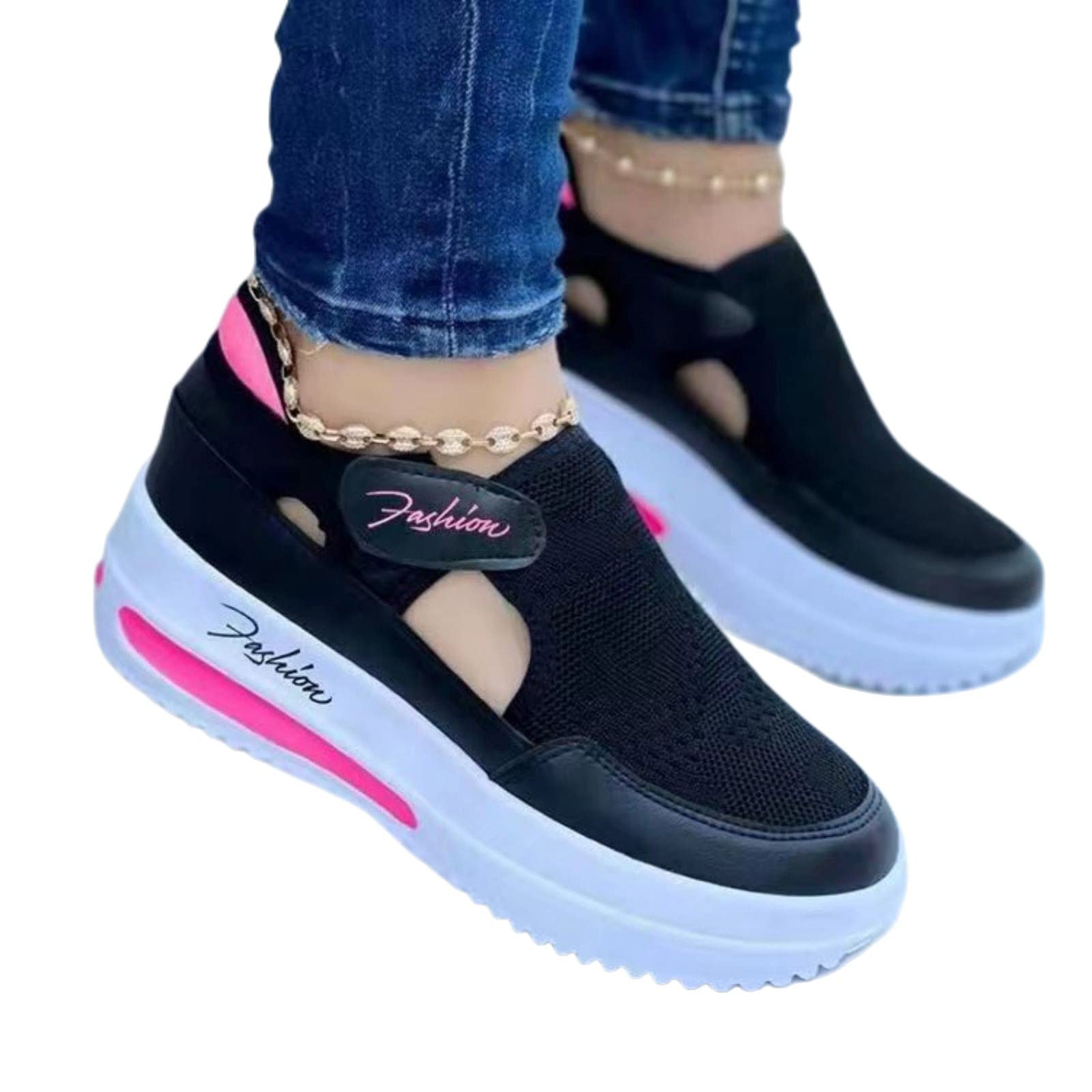 Women's Casual Slip-On Sneakers - Breathable Mesh Vintage Velcro Walking Shoes for Outdoor Comfort | Spring & Summer Fashion | Perfect for Work, Travel & Daily Wear