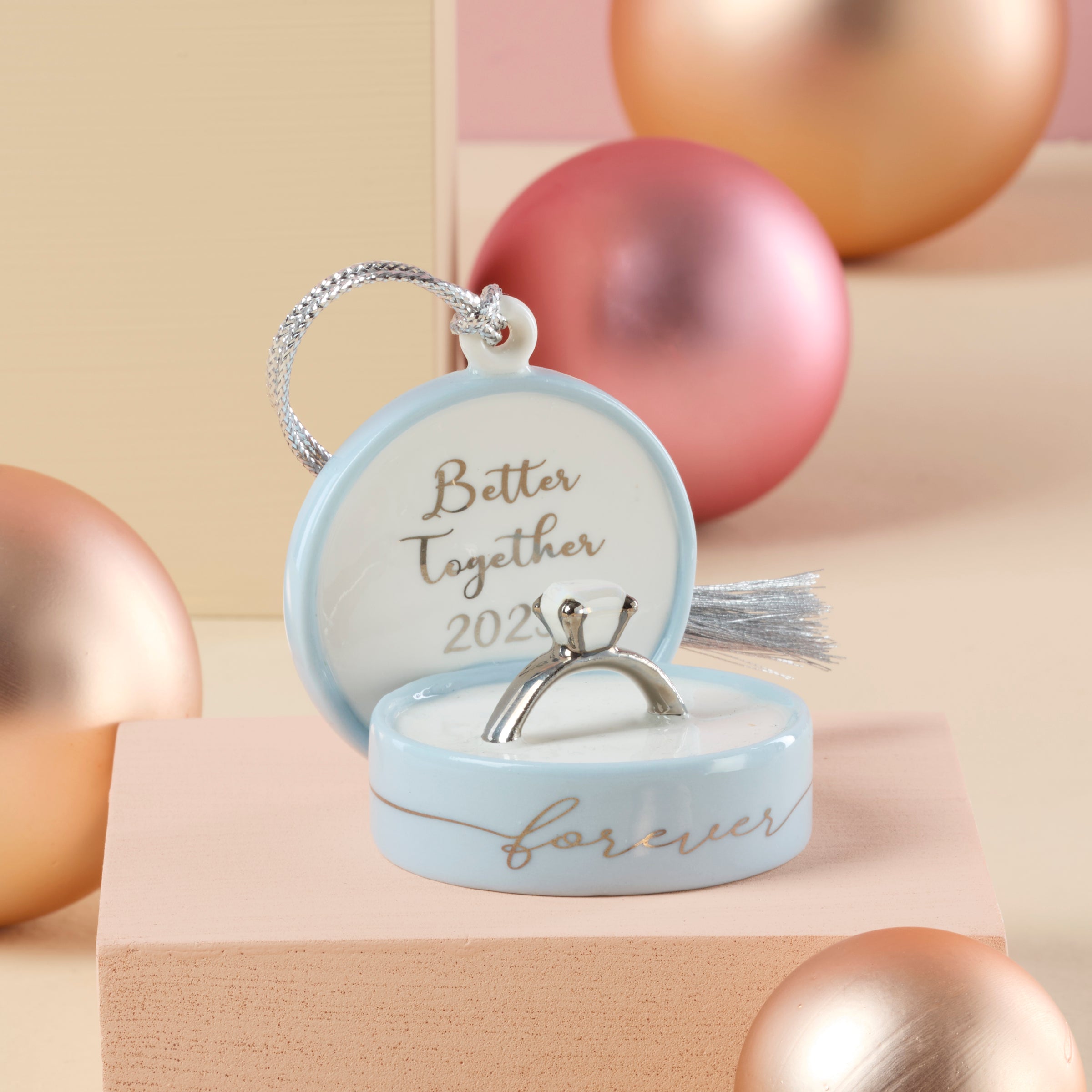 2024 Together Forever Ring Box Ornament - Elegant Jewelry Gift Box for Engagement, Wedding & Anniversary - Perfect for Proposals, Vow Renewals & Romantic Keepsakes